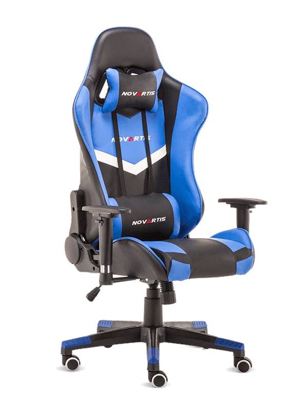 Fabricação profissional barata PU PVC azul cadeira de jogos de corrida 