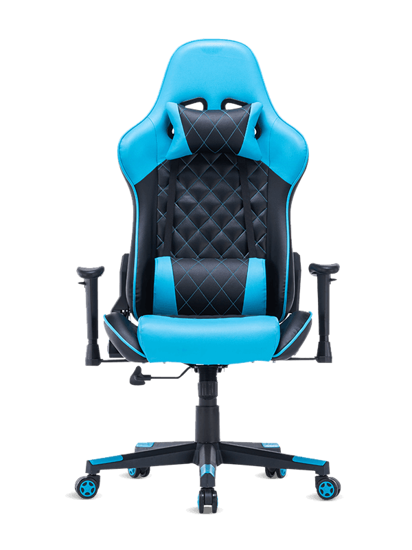 Cadeira de corrida ajustável barata com apoio de braço giratório Sky Blue Cadeira de jogos Rgb 