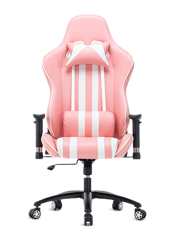 Cadeira de computador gamer barata por atacado cadeira giratória para jogos cadeira de corrida ergonômica de couro rosa pu com apoio para os pés 